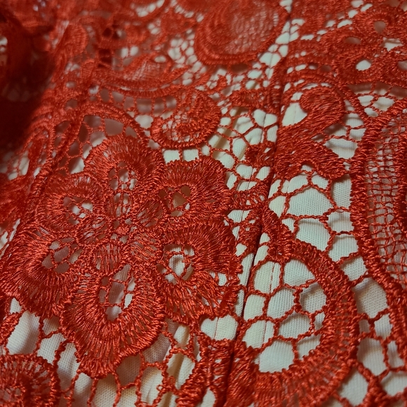 Forever Unique red lace long sleeve V-neck dress - Picture 7 of 14